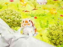 Textillux.sk - produkt Veľkonočná dekoračná látka zajačik na lúke 140 cm