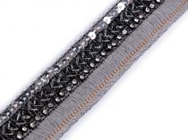 Textillux.sk - produkt Viacradový prámik / strapce s flitrami a brúsenými kamienkami šírka 30 mm