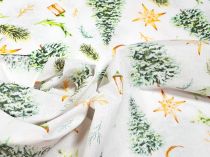 Textillux.sk - produkt Vianočná bavlnená látka lampášiky a stromčeky 160 cm