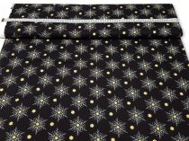 Textillux.sk - produkt Vianočná bavlnená látka lístkové vločky na čiernom 150 cm