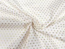 Textillux.sk - produkt Vianočná bavlnená látka trblietavá mini hviezdička 145 cm - 2- zlatá hviezdička, biela