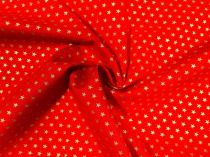 Textillux.sk - produkt Vianočná bavlnená látka trblietavá mini hviezdička 145 cm - 3- zlatá hviezdička, červená