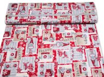 Textillux.sk - produkt Vianočná bavlnená látka trpaslík so srdcami v kocke 140 cm