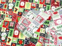 Textillux.sk - produkt Vianočná bavlnená látka tučniak, snehuliak a Santa 145 cm