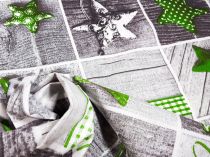 Textillux.sk - produkt Vianočná bavlnená látka zelené hviezdy na patchworku 160 cm