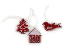 Vianočná dekorácia - stromček, domček, vtáčik