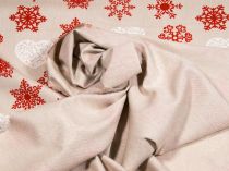 Textillux.sk - produkt Vianočná dekoračná látka biele srdcia s vločkami 140 cm