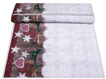 Textillux.sk - produkt Vianočná dekoračná látka drevená bordúra so sobom 140 cm
