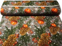 Textillux.sk - produkt Vianočná dekoračná látka jablká na vetvičke 140 cm