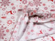 Textillux.sk - produkt Vianočná dekoračná látka jeleň s parohmi srdca 140 cm