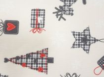Textillux.sk - produkt Vianočná dekoračná látka kárované ozdoby 140 cm - 2-332 kárované ozdoby, krémová