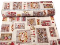 Textillux.sk - produkt Vianočná dekoračná látka mikuláš a vtáčiky 140 cm