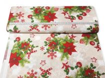 Textillux.sk - produkt Vianočná dekoračná látka ozdoby na vločke 140 cm
