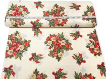 Textillux.sk - produkt Vianočná dekoračná látka ozdoby so šiškami 140 cm