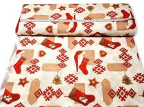 Textillux.sk - produkt Vianočná dekoračná látka pančucha so vzorom 140 cm