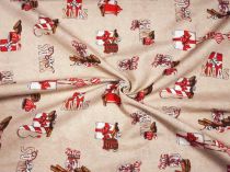 Vianočná dekoračná látka retro darčeky 140 cm