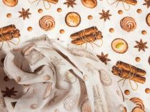 Textillux.sk - produkt Vianočná dekoračná látka škorica a orechy 140 cm