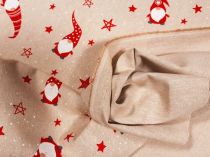 Textillux.sk - produkt Vianočná dekoračná látka škriatkovia a hviezdičky 140 cm