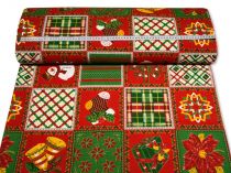 Textillux.sk - produkt Vianočná dekoračná látka snehuliak s darčekom 140 cm