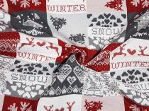 Textillux.sk - produkt Vianočná dekoračná látka Snow patchwork 140 cm  - 2- Snow patchwork, červená