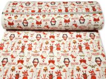 Textillux.sk - produkt Vianočná dekoračná látka sobík, snehuliak a tučniak 140 cm