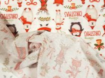 Textillux.sk - produkt Vianočná dekoračná látka sobík, snehuliak a tučniak 140 cm