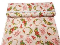 Textillux.sk - produkt Vianočná dekoračná látka venček a srdce 140 cm