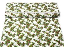 Textillux.sk - produkt Vianočná dekoračná látka vetvičky s bobuľami šírka 140 cm 