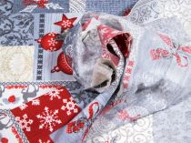 Textillux.sk - produkt Vianočná dekoračná látka Vianočné ozdoby na šedom 140 cm