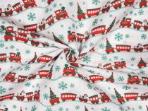 Textillux.sk - produkt Vianočná dekoračná látka vláčik a vločky 140 cm - 1- vláčik a vločky, maslová