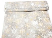 Textillux.sk - produkt Vianočná dekoračná látka vločky so zlatom 140 cm