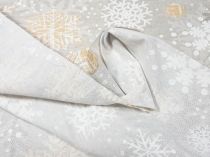 Textillux.sk - produkt Vianočná dekoračná látka vločky so zlatom 140 cm