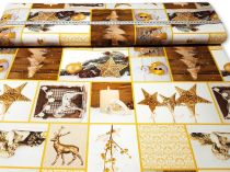 Textillux.sk - produkt Vianočná dekoračná látka zlaté Vianoce - digitálna potlač 140 cm 
