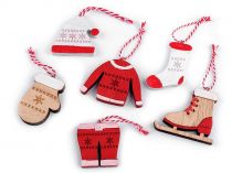 Textillux.sk - produkt Vianočná drevená dekorácia - korčule, rukavice, čiapky, bunda, ponožka, nohavicety