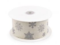 Textillux.sk - produkt Vianočná ľanová stuha vločky šírka 63 mm rezaná
