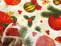 Textillux.sk - produkt Vianočná látka červeno zlaté gule 140 cm