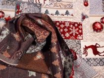 Textillux.sk - produkt Vianočná látka gobelín červený jeleň a ozdoby 140 cm
