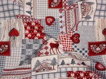 Textillux.sk - produkt Vianočná látka gobelín jeleň so srdciami 140 cm - 2-982 jeleň so srdciami, červená