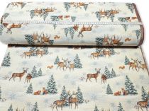 Textillux.sk - produkt Vianočná látka gobelín zvieratá v lese 140 cm