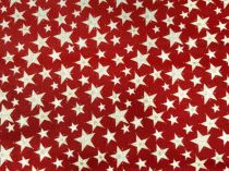 Textillux.sk - produkt Vianočná látka hviezdy, šírka 140 cm - 4-1062 maslovo-zlaté hviezdy,, bordová
