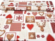 Textillux.sk - produkt Vianočná látka jeleň vločka patchwork 160cm