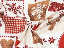 Vianočná látka jeleň vločka patchwork 160cm