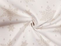 Textillux.sk - produkt Vianočná látka obojstranná - veľká trblietavá vločka 140 cm - 2- veľká trblietavá zlatá vločka, biela