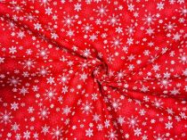 Textillux.sk - produkt Vianočná látka vločky 140 cm - 3- biele vločky, tmavočervená