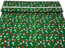 Textillux.sk - produkt Vianočná látka zelené a červené čižmičky 140 cm