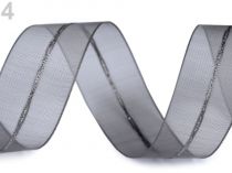 Textillux.sk - produkt Vianočná monofilová sťahovacia stuha šírka 26 mm s lurexom - 4 šedá