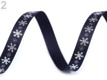 Textillux.sk - produkt Vianočná rypsová stuha vločky šírka 10 mm - 2 modrá tmavá