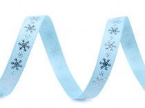 Textillux.sk - produkt Vianočná rypsová stuha vločky šírka 10 mm - 6 modrá svetlá