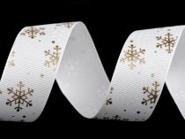 Textillux.sk - produkt Vianočná rypsová stuha vločky šírka 25 mm