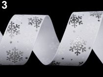 Textillux.sk - produkt Vianočná rypsová stuha vločky šírka 25 mm - 3 biela strieborná